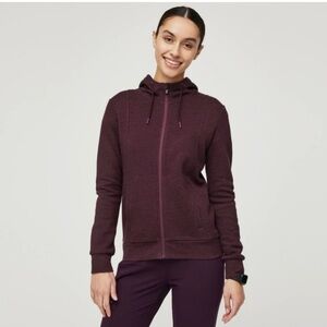 FIGS Essential Scrubs Full Zip Hoodie - Deep Plum - Size Small Womens